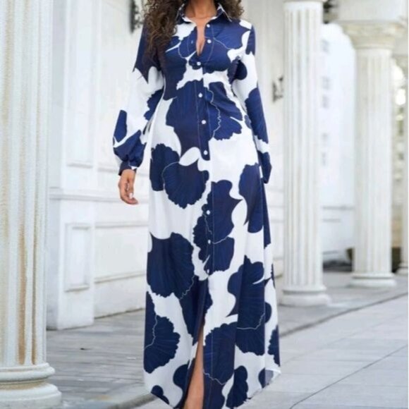 BOHEMIAN PREMIUM BRAND AND QUALITY PLANTS PATTERN SHIRT STYLE MAXI DRE… - Picture 3 of 9